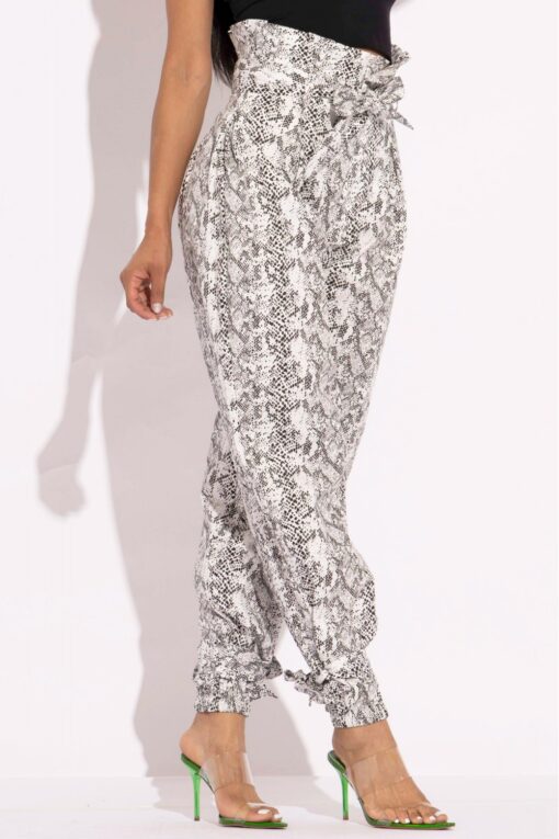 Snake Skin Printed Paper Bag Style Cargo Pants - Image 3