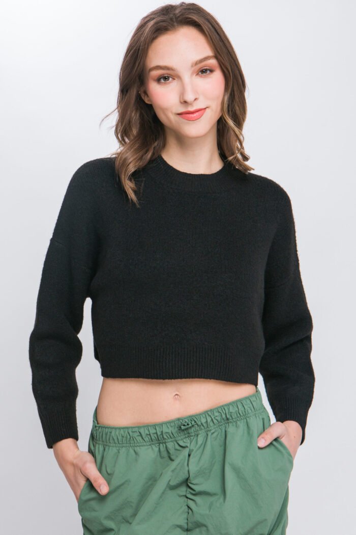 Wool blend cropped sweater top