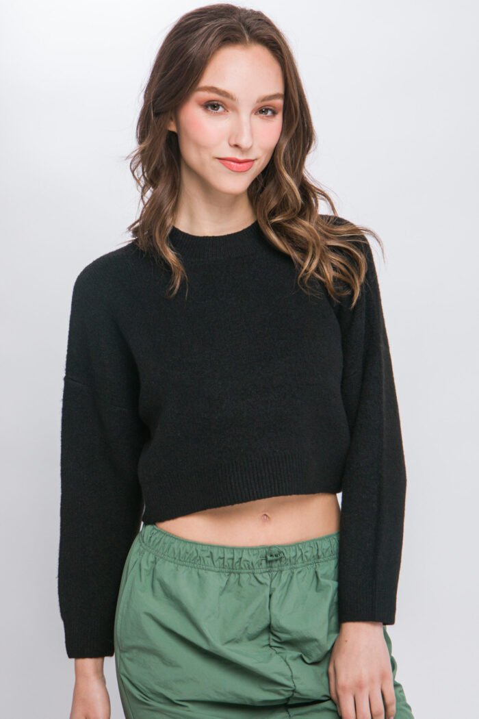 Wool blend cropped sweater top