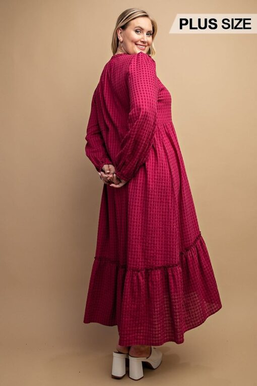 Plaid Button Down Hi - Low Hem Maxi Dress - Image 6