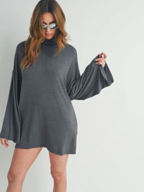 Bell Sleeve Turtle Neck Dress
