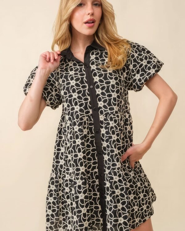 Jacquard Floral Baby Doll Dress