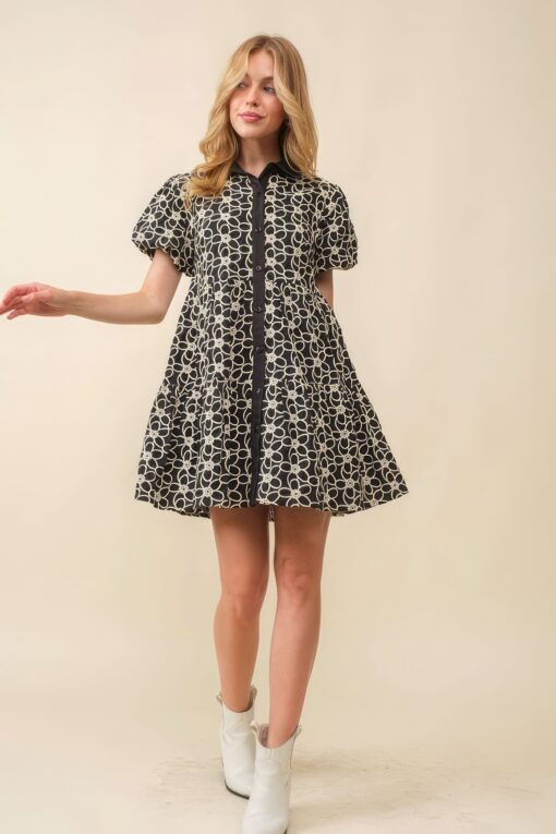 Jacquard Floral Baby Doll Dress - Image 3