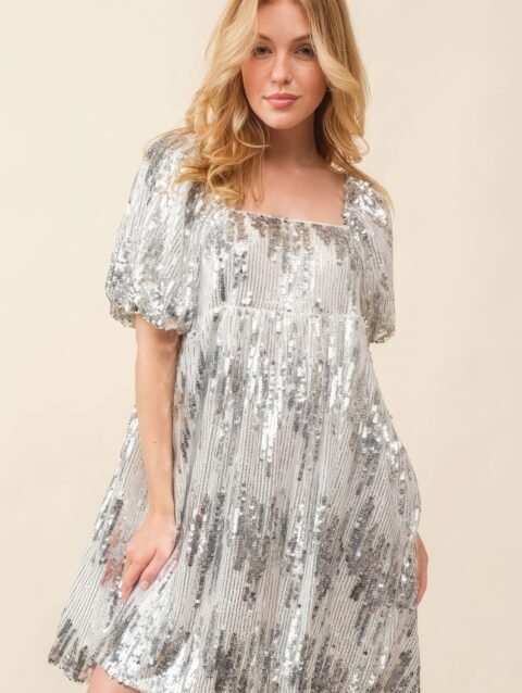 Sequin Babydoll Mini Dress