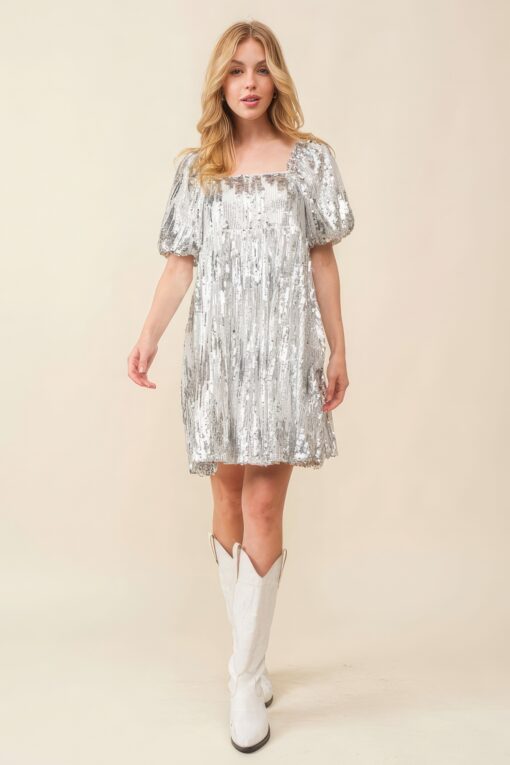 Sequin Babydoll Mini Dress - Image 2