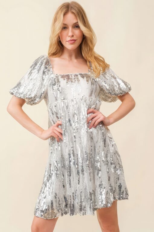 Sequin Babydoll Mini Dress - Image 4