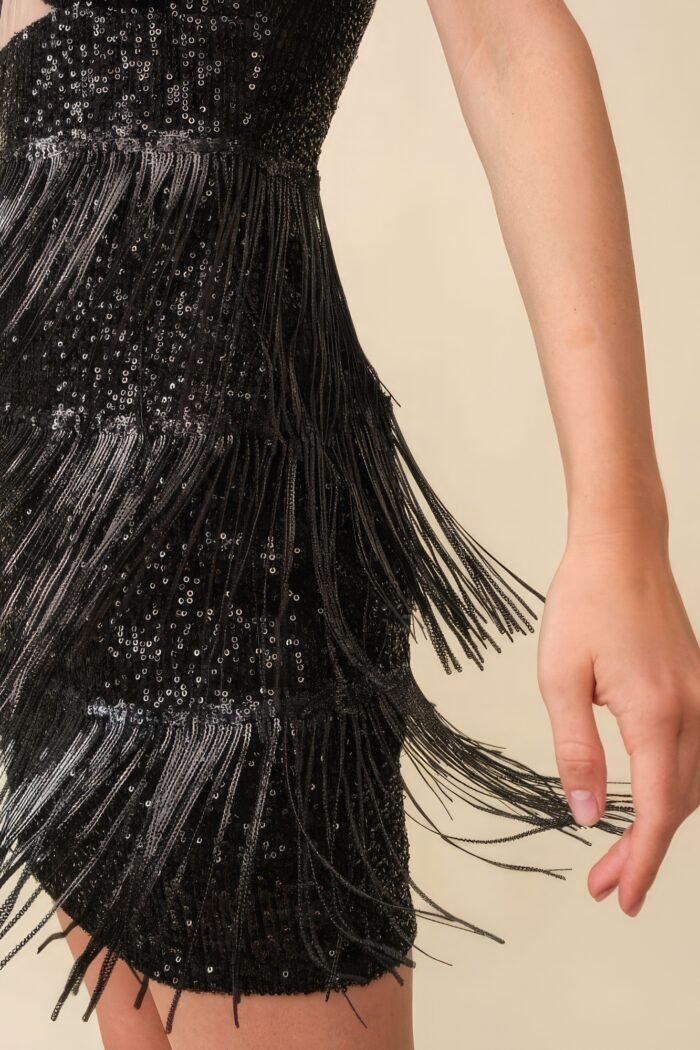 Fringe sequin bra top bodycon party dress - image 6