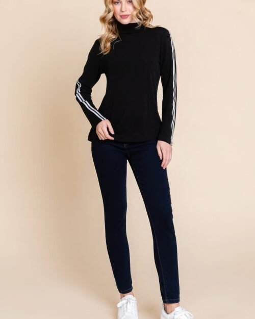 long sleeve solid mock neck casual top