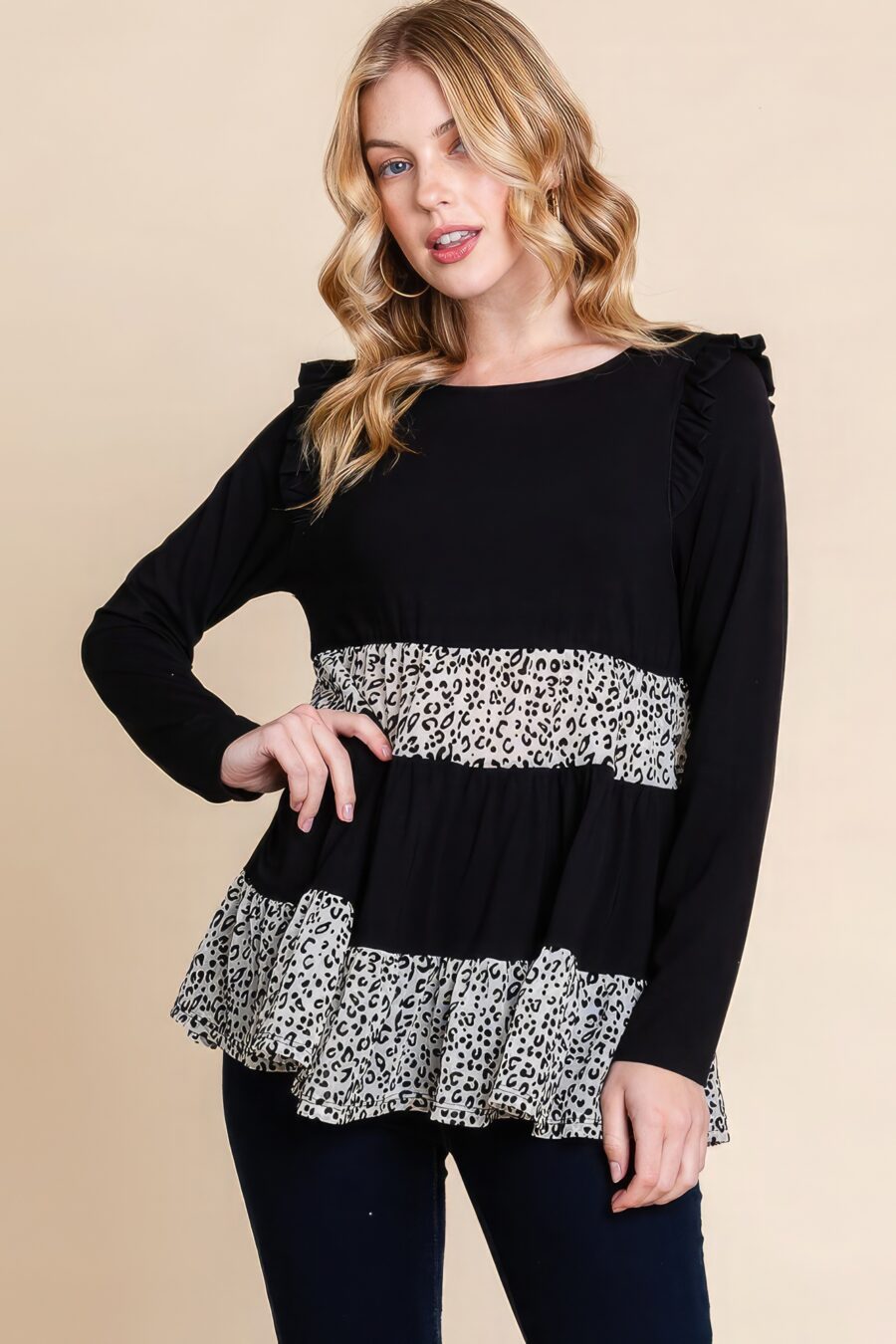 Solid tiered fashion top