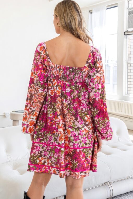 Floral Square Neckline Mini Dress - Image 5