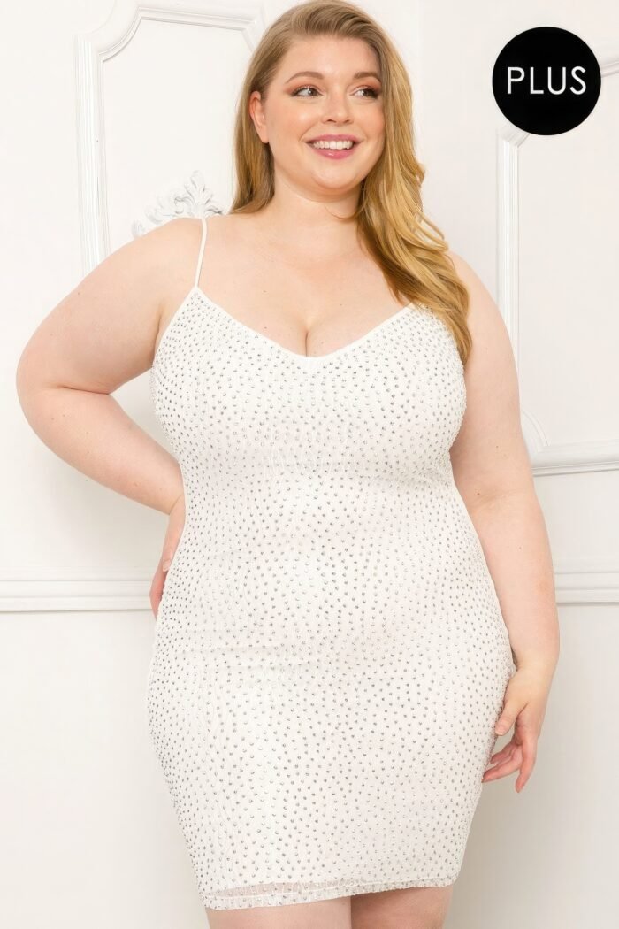 Rhinestone body plus size mini dress