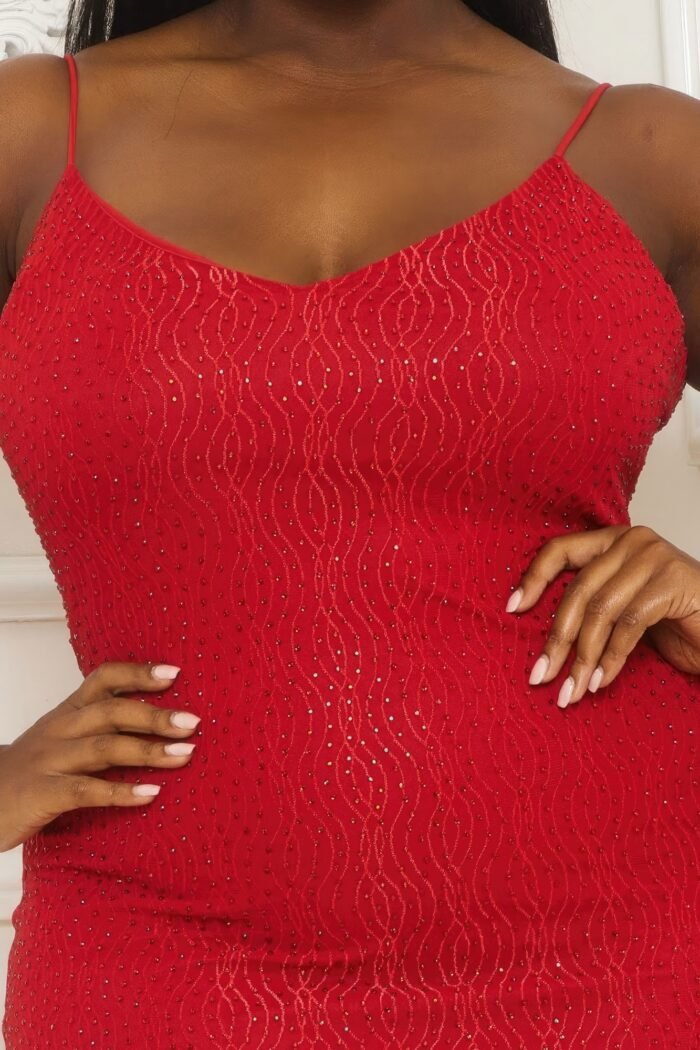 Rhinestone body plus size mini dress