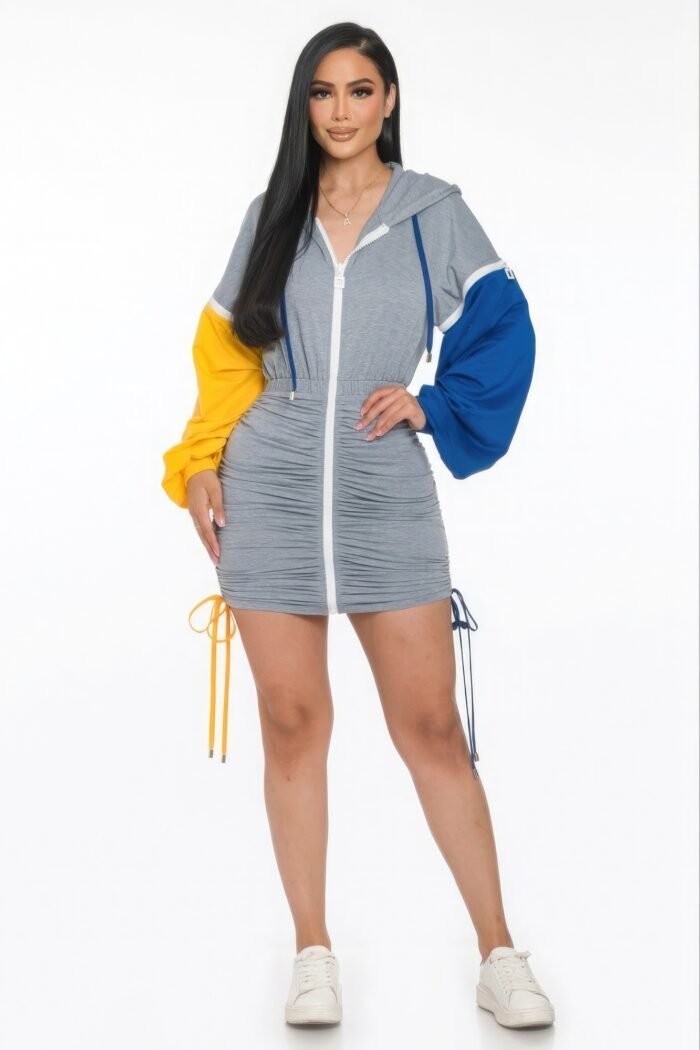 Detachable zipper mini dress