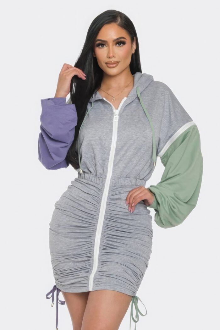 Detachable zipper mini dress