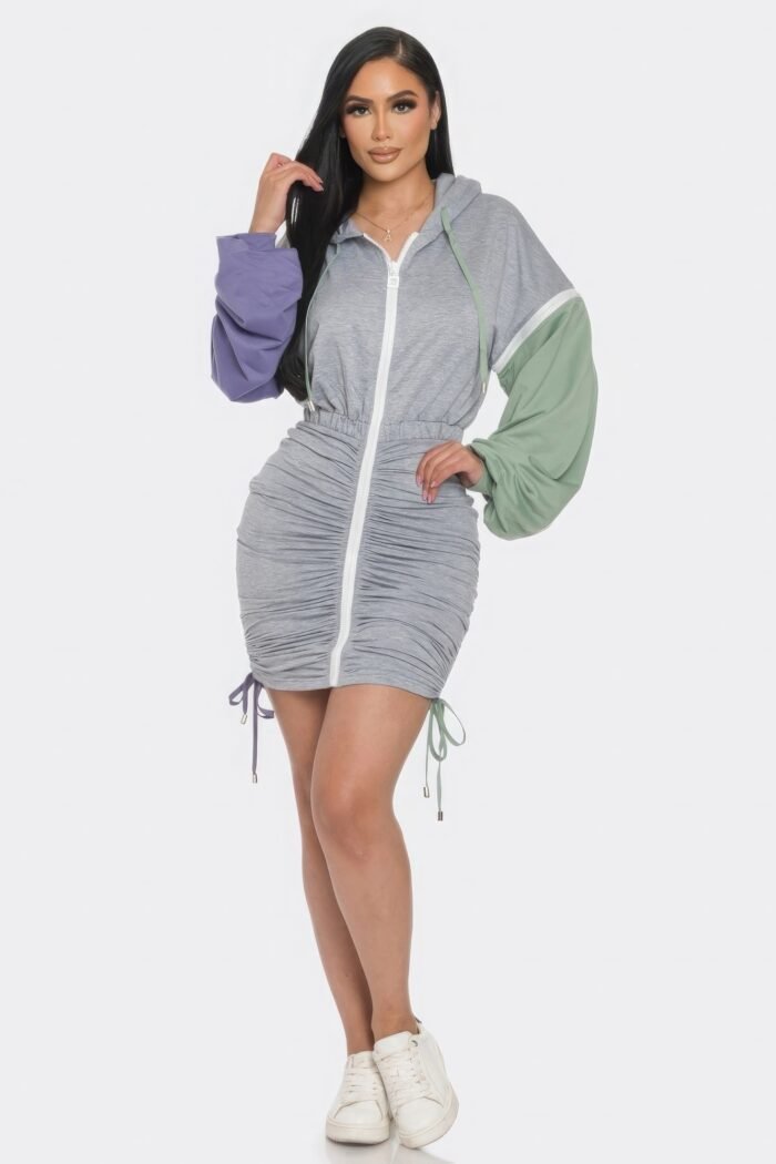 Detachable zipper mini dress
