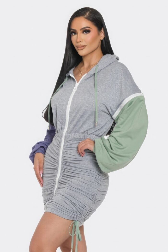 Detachable zipper mini dress