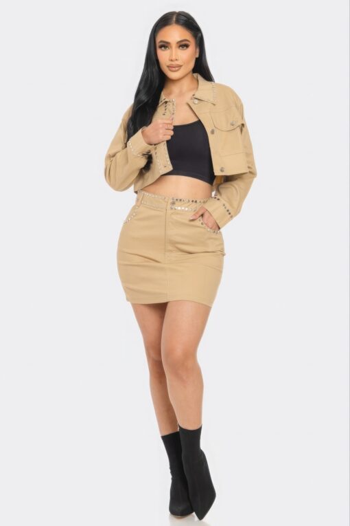 Embroidered cropped shirt set - Image 2