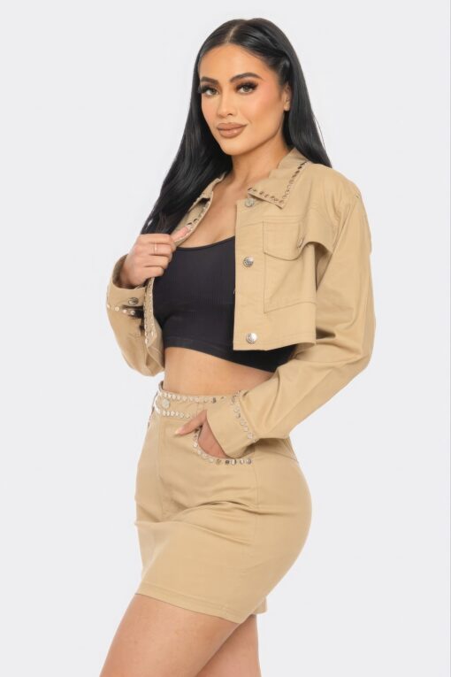 Embroidered cropped shirt set - Image 3