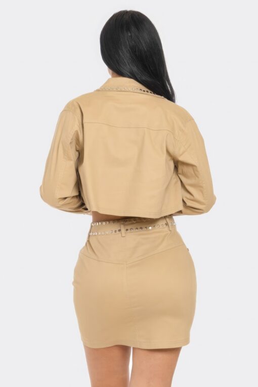 Embroidered cropped shirt set - Image 4