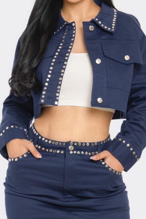 Embroidered cropped shirt set - Image 8