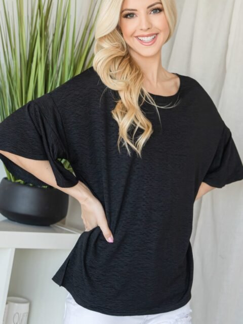 Flared Sleeve Basic Shortsleeve Top