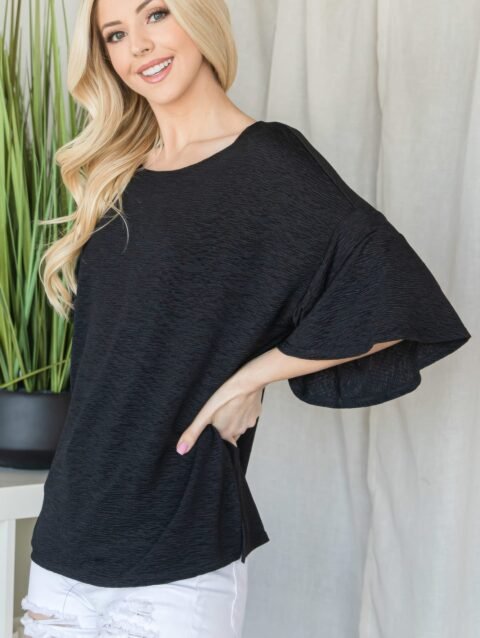 Flared Sleeve Basic Shortsleeve Top