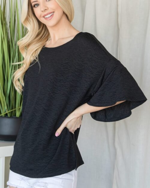 flared sleeve basic shortsleeve top