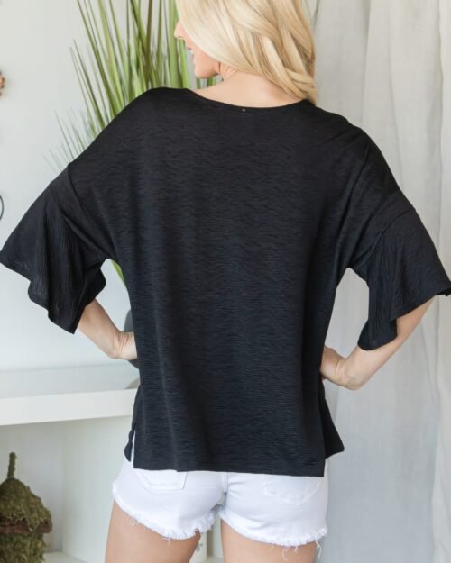 flared sleeve basic shortsleeve top