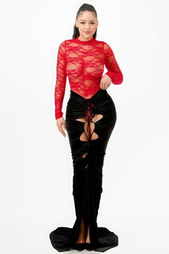 Lace bodysuit & mermaid skirt