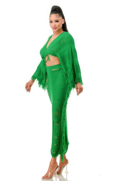 Distressed Long Skirt Set - Image 3