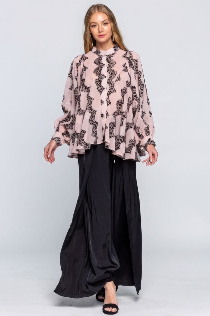 See through shirt with lace detail