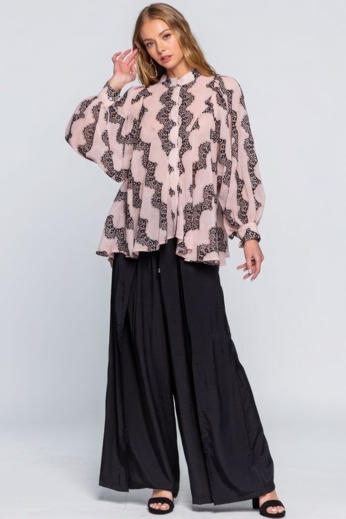 See through shirt with lace detail