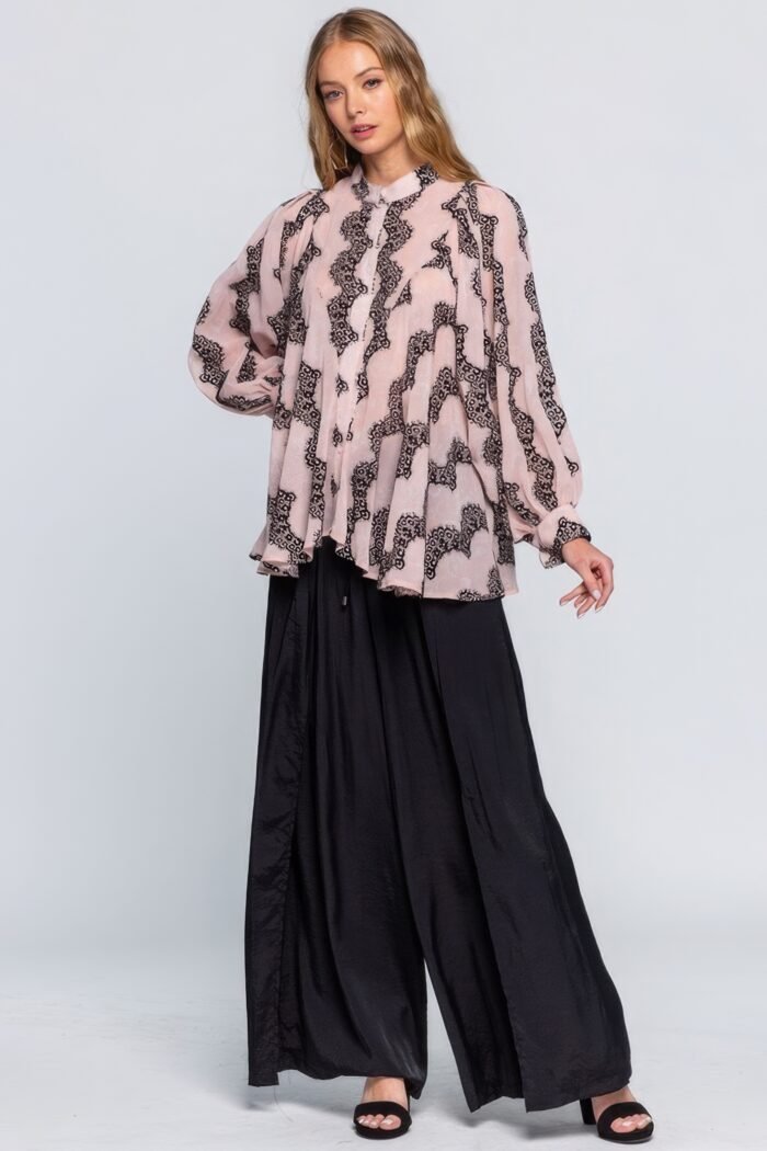 See through shirt with lace detail