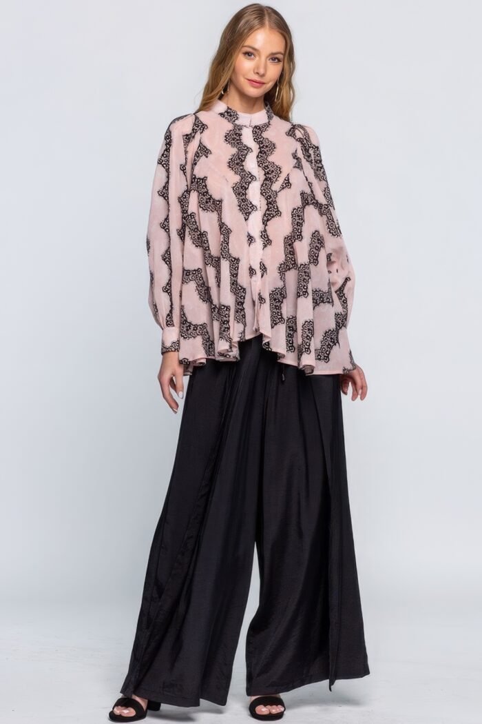 See through shirt with lace detail