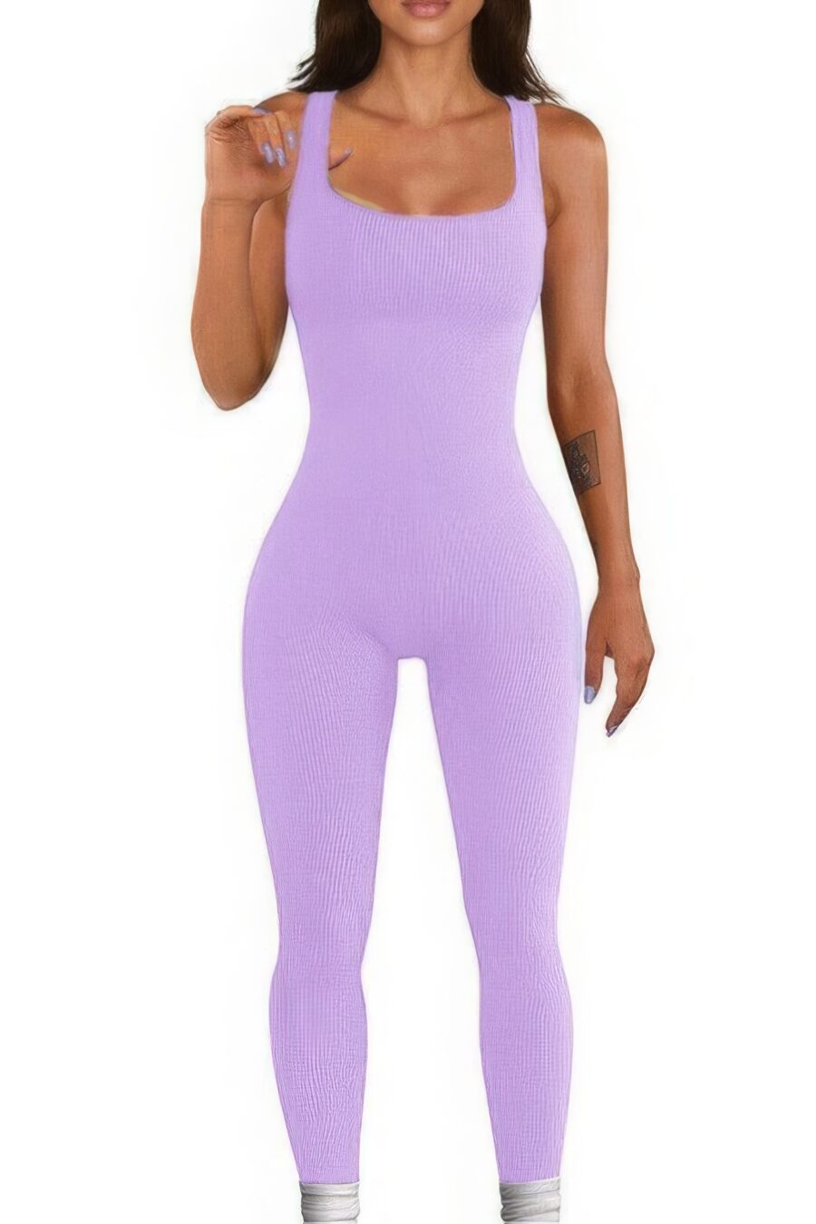 Seamless ribbed tank jumpsuit