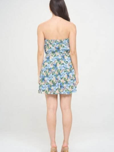 Berry Flower Ruffle Tube Top Mini Dress