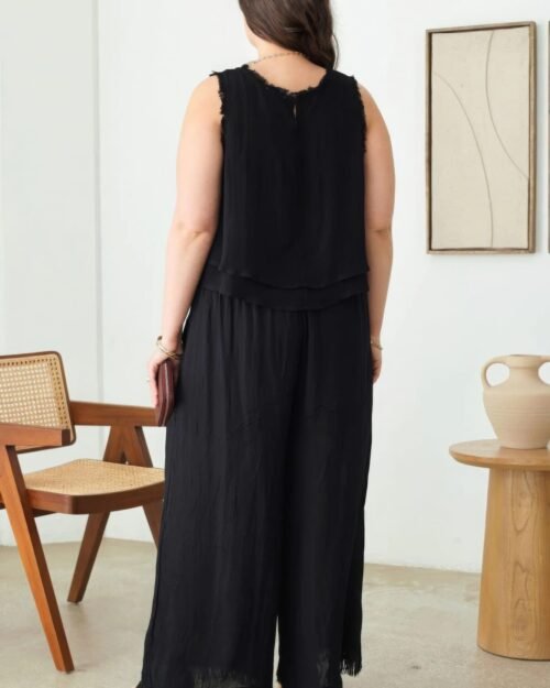 plus size boho sleeveless frayed hem top