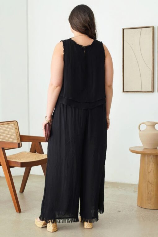 Plus Size Boho Sleeveless Frayed Hem Top - Image 4