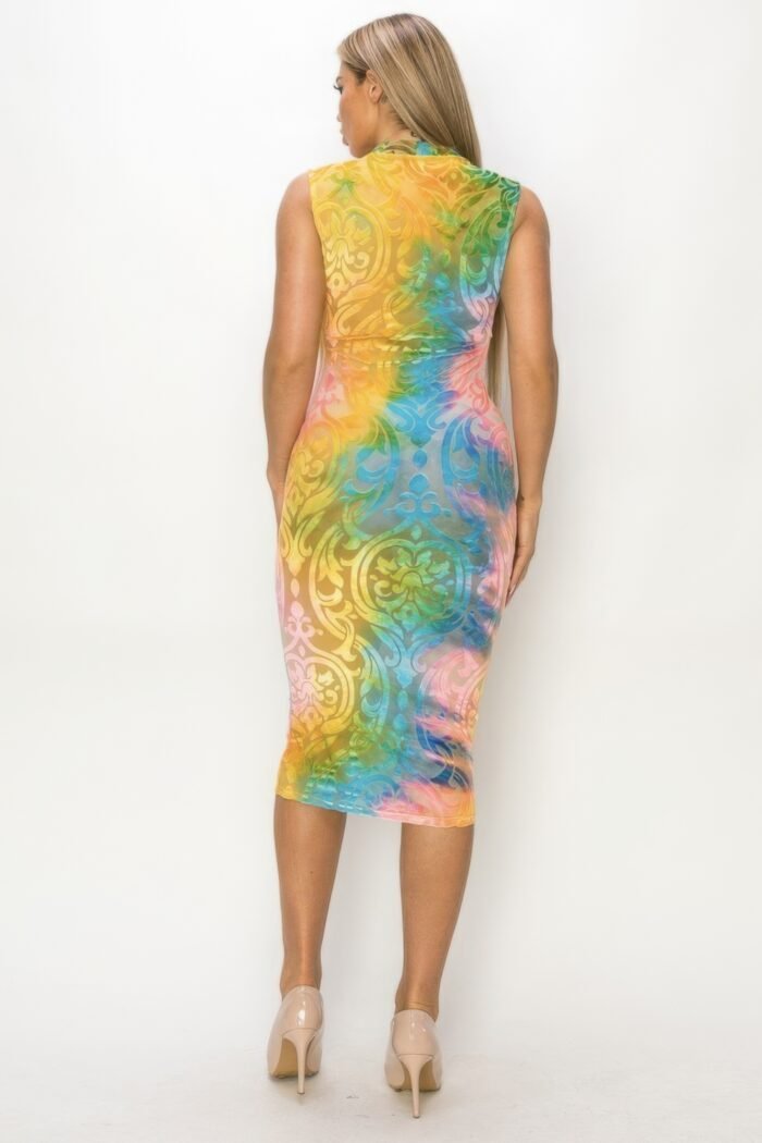 Velvet burn out pattern sexy midi dress