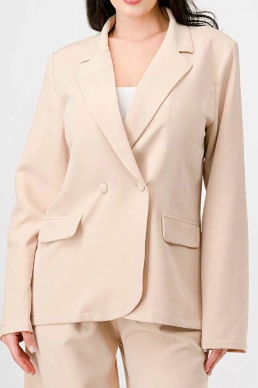 Luxe Stretch Woven Loose Fit Blazer And Wide Legs Pants Semi Formal Set - Image 9