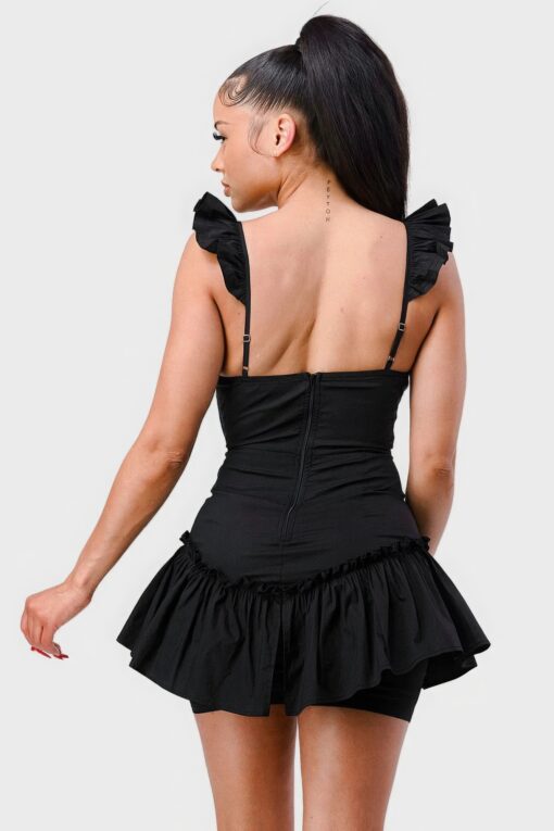 Sweetheart With Drawstring Bow Cutout Ruffled Flutter Sleeves Mini Dress - Image 10