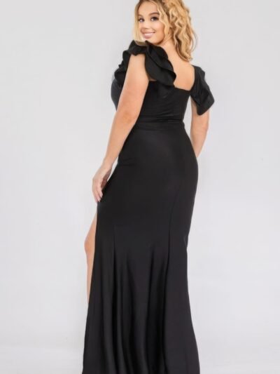 Plus Satin Strech Ruffle Party Maxi Dress Plus Satin Strech Ruffle Party Maxi Dress