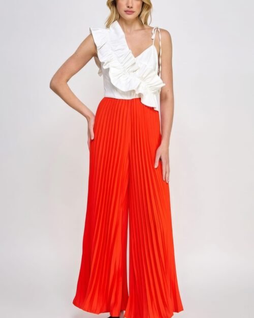 Cami Asymmetrical Ruffle Detail Pleated Bottom Jumpsuit