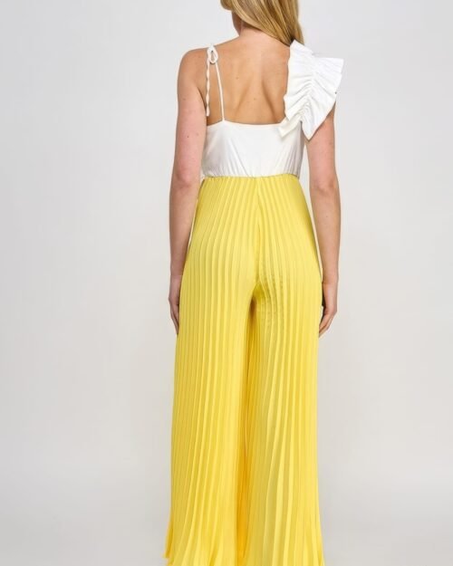 cami asymmetrical ruffle detail pleated bottom jumpsuit