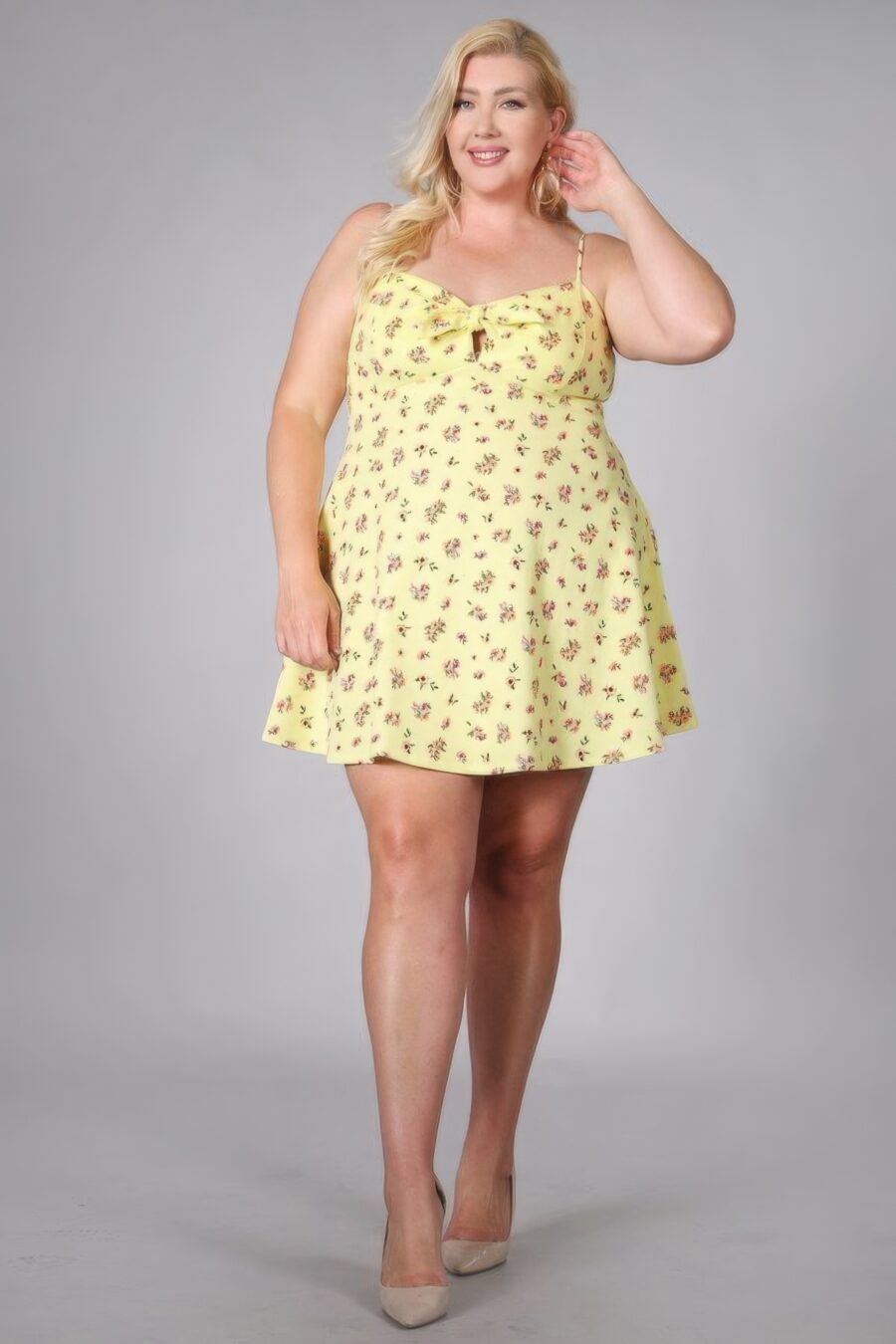 Plus size floral fit and flare dress