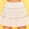 Waist Smocking Ruffle And Shirring Mini Skirt