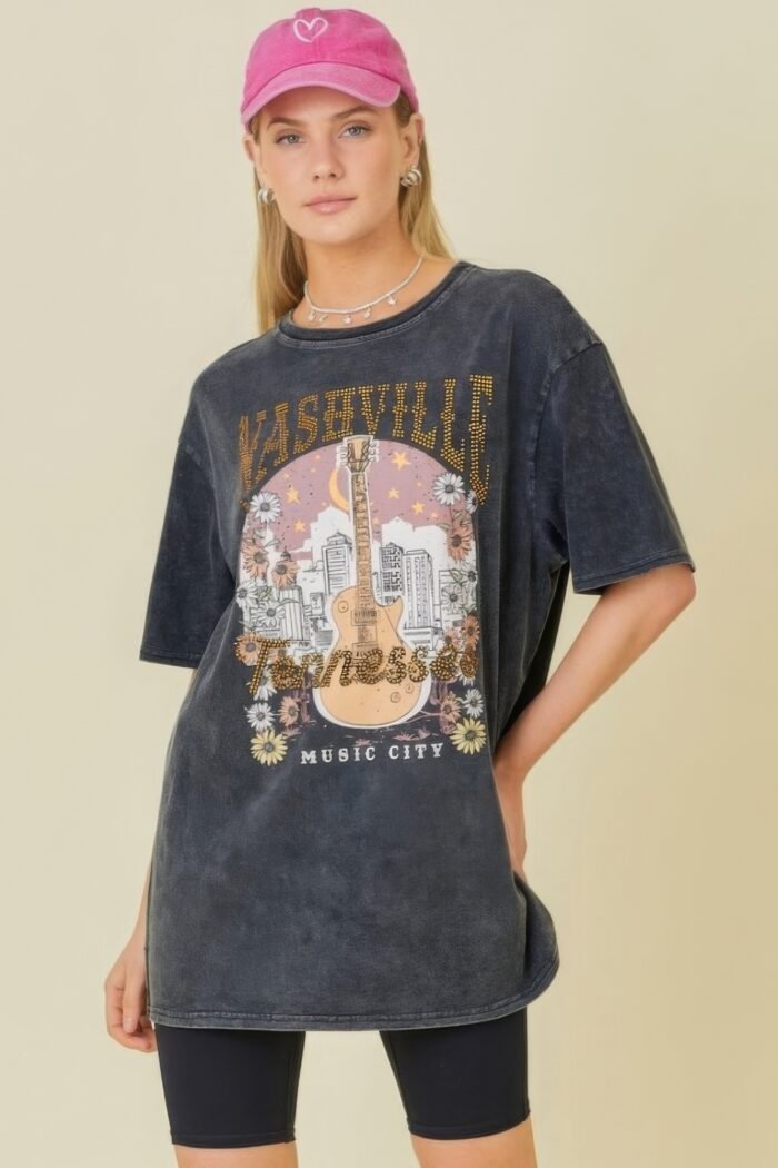 Washing nashville music city graphic t-shirts