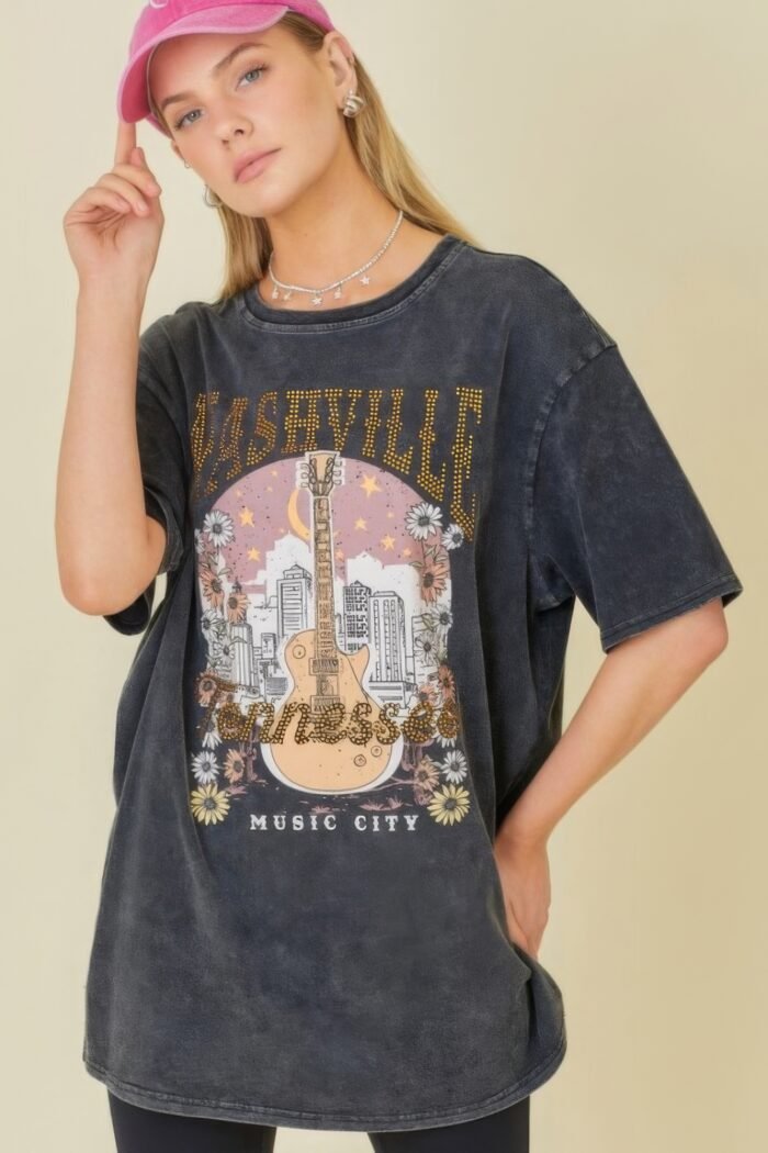 Washing nashville music city graphic t-shirts