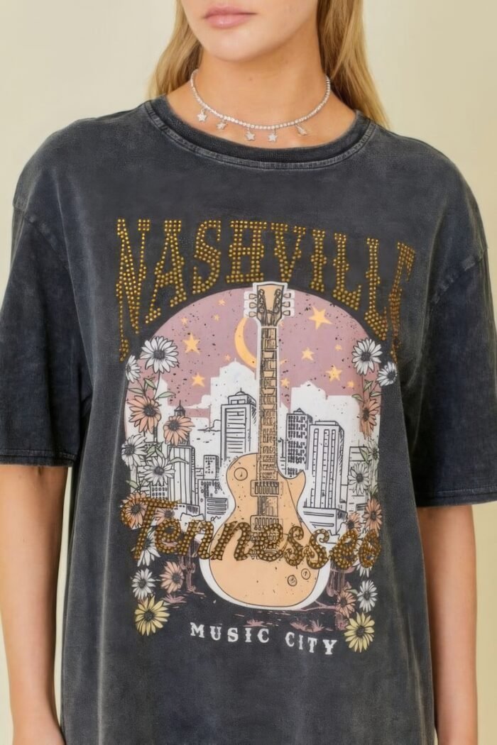 Washing nashville music city graphic t-shirts