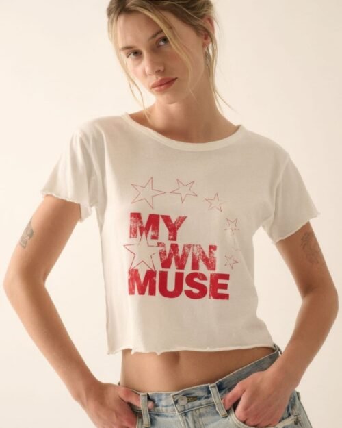 my own muse vintage wash cropped graphic tee